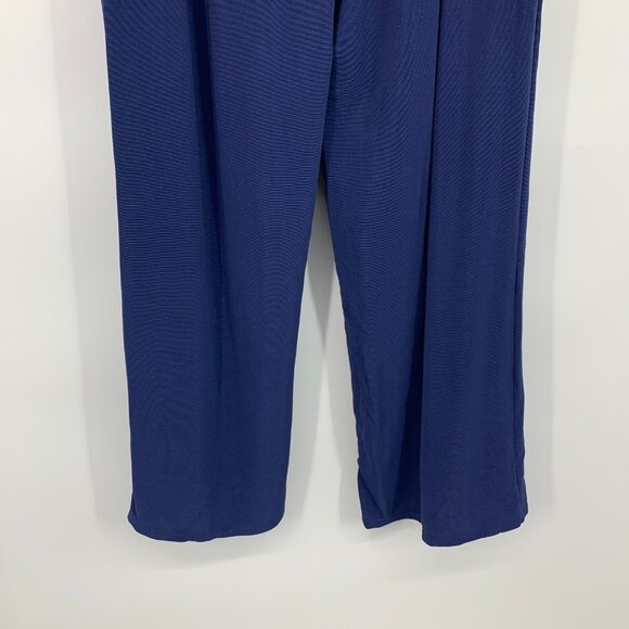 Susan Graver Pants Blue Liquid Knit Pull On Ribbed Straight Leg - Picture 10 of 10